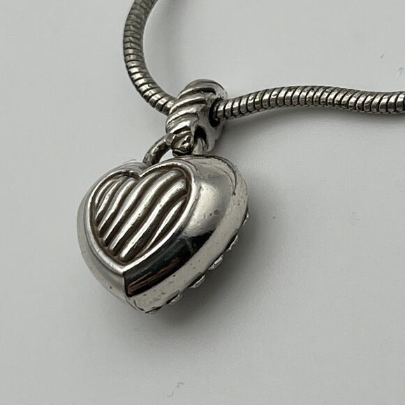 Brighton Sacred Heart Reversible Pendant Necklace in Silver Tone Crystals Puffy - Picture 3 of 11